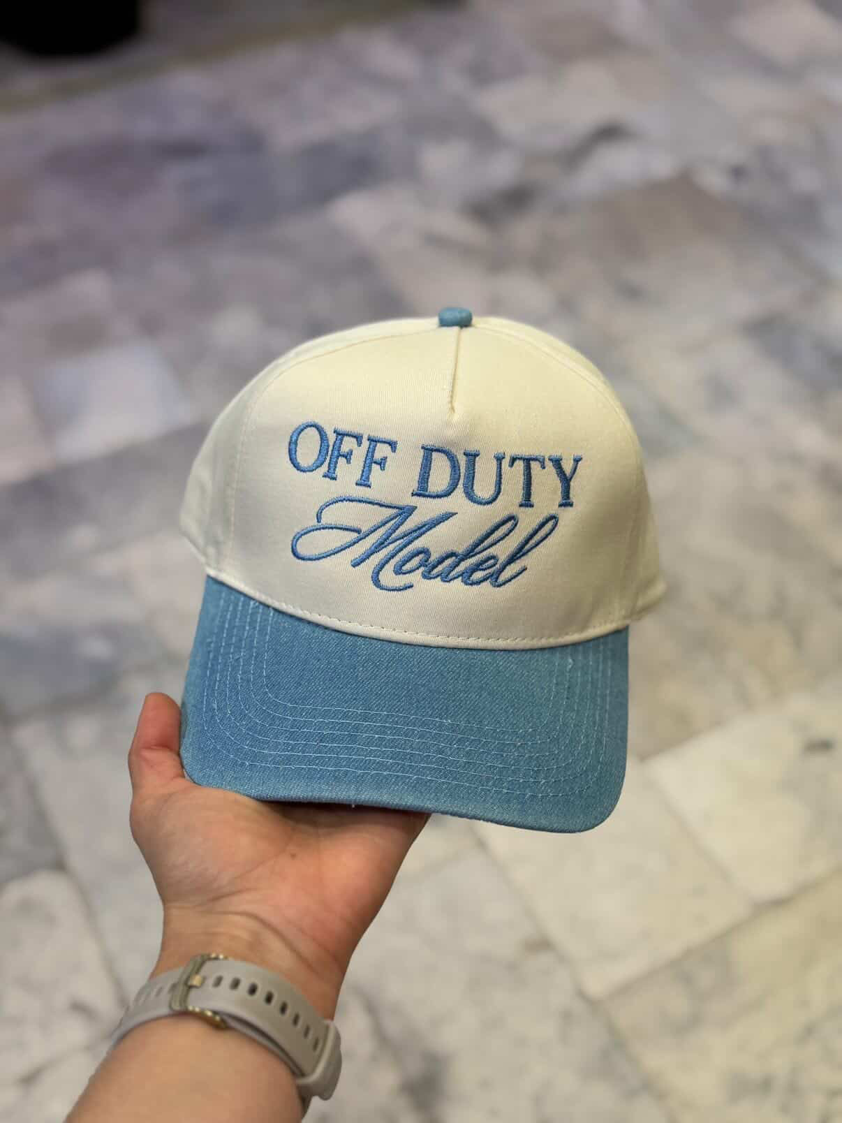 Off Duty Model Trucker Hat – Denim Blue Snapback