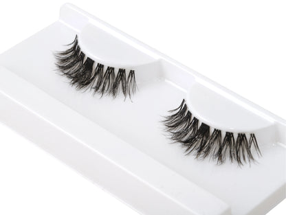 How to apply Girl Next Door lash clusters using black lash glue – at-home eyelash extension tutorial featuring natural doll-eye lash style.